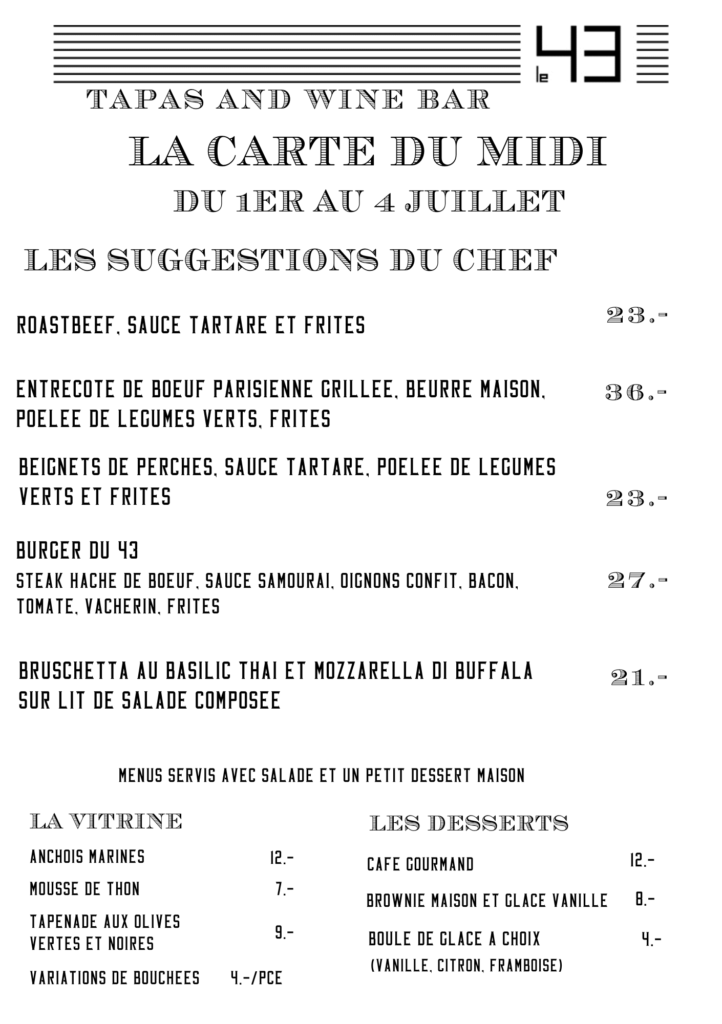 Carte du midi 14 juillet 2025