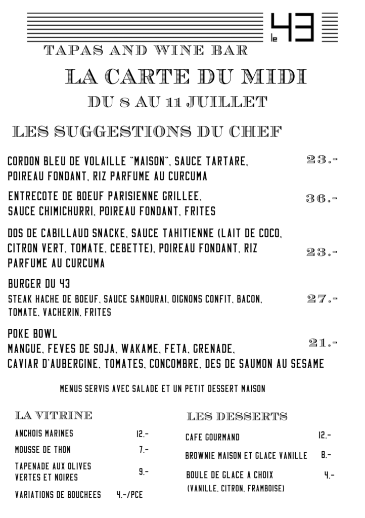 Carte du midi 8-11 juillet 2025